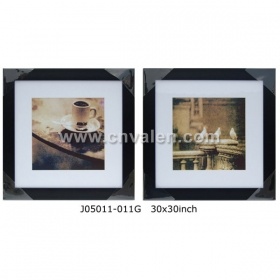 Schwarzer Rahmen Collage Bilderrahmen mit Matte Display drei Gemälde 